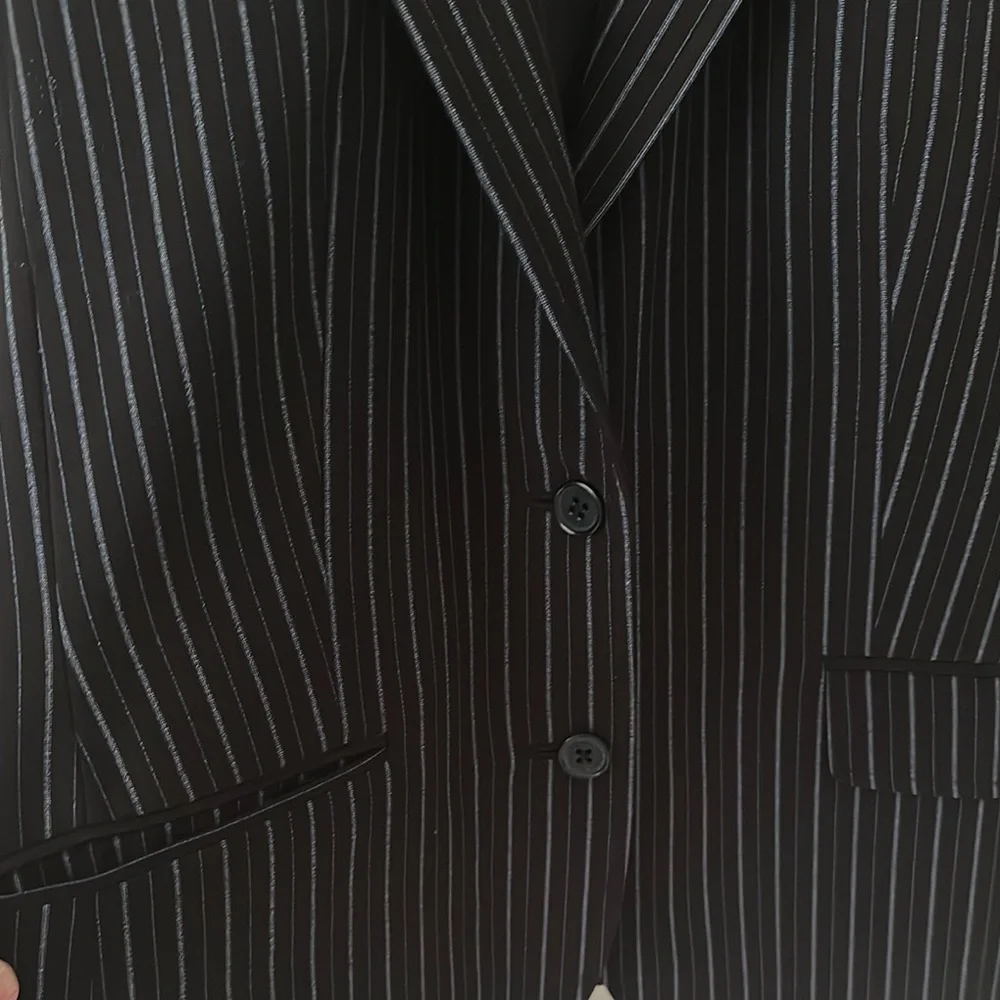 Anne Klein Black and Gray Pinstripe Blazer sz M